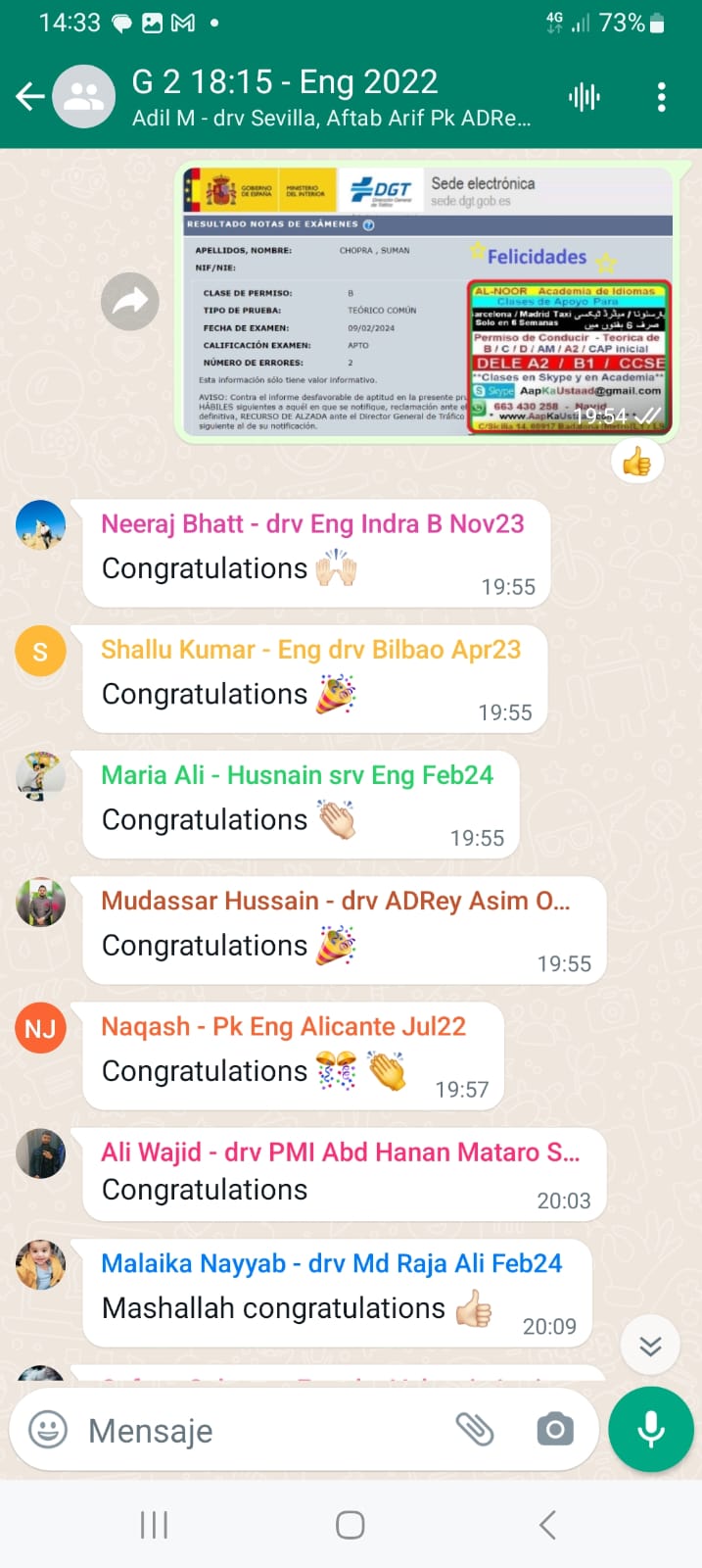 WhatsApp chat DELE success